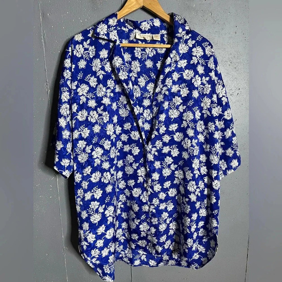 Victoria's Secret Gold Label Satin Long Button Down Shirt SZ. M/L Pearl Buttons - Picture 1 of 9